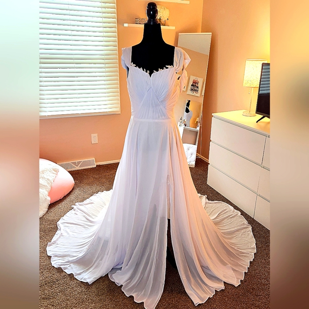 Missacc A-Line White Off-the-Shoulder Bride Wedding Dress